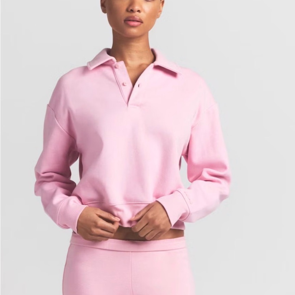 SKIMS cotton fleece polo sweatshirt